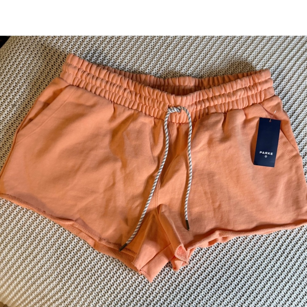 Parke x Target Women Orange Drawstring Sweat Shorts Raw Hem Size M